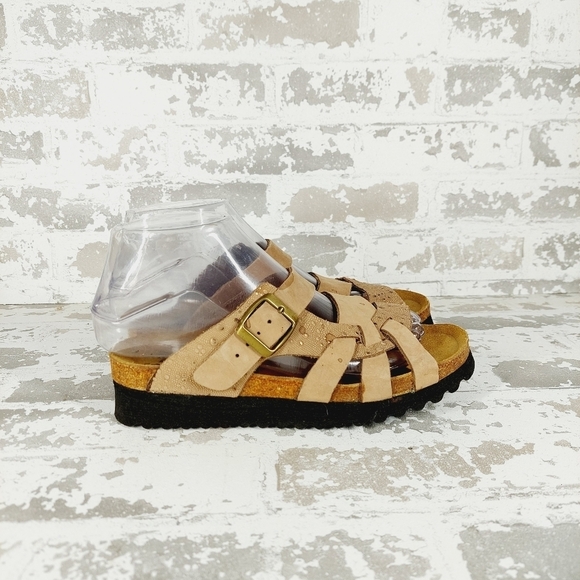 Spring Step Women's Tan Leather Adjustable Strap With Buckle Cork Sandals V323 - Picture 2 of 7